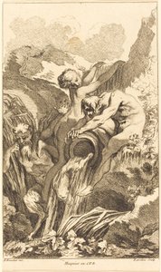 Satyr, Nymph a River God, v roce 1736 nebo později. od Pierre Alexandre Aveline