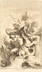 Dva Tritony a labuť v roce 1736 nebo později. od Pierre Alexandre Aveline