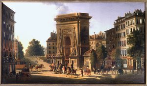 Boulevard du Temple a Porte Saint Denis, Paříž, cca 1810 (malba) od Pierre Alexandre Pau de Saint Martin