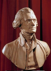 Busta Thomase Jeffersona (1742-1826) prezidenta Spojených států Socha Pierra Alexandra Willea (1748-1821) Blerancourt z 18. století. Francouzské muzeum americké
