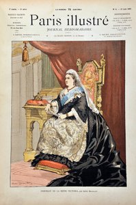 Portrét Victorie Iere, anglické královny (1819-1901) od Andre Brouilleta, rytina z roku 1887 v týdeníku „Pařížský Illustrous“.