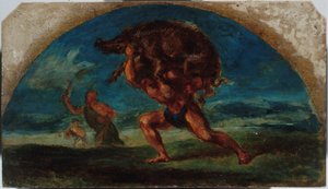 Skica pro Salon de la Paix v Hôtel de Ville v Paříži: Herkules a Erymanthem Boar, podle Delacroixe, mezi lety 1852 a 1854 (olej)