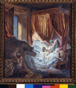 Nevěsta slídí. Obraz Pierra Antoina Baudouina (1723-1769). Paříž, Muzeum dekorativních umění