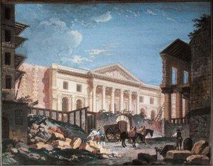 Stavba Academie de Chirurgie, Paříž, c.1780-89 (kvaš na papíře) od Pierre Antoine Demachy