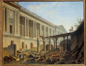 Degagement Louvre Colonnade Works prováděl Jacques Germain Soufflot. Obraz Pierre Demachy od Pierre Antoine Demachy