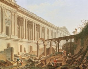 Demolice Hotelu de Bourbon a vyklizení kolonády Louvru, cca 1764