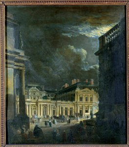 La Place du Palais Royal v Paříži za měsíčního svitu Obraz Pierra Demachy (1723-1807) Slunce z 18. století. 0,39x0,34 m Paříž, Musee Carnavalet od Pierre Antoine Demachy
