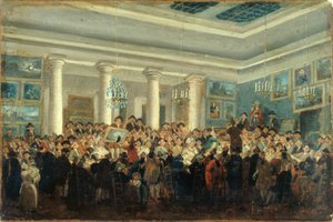 Veřejný prodej obrazů, kolem roku 1785 (olej na plátně) od Pierre Antoine Demachy