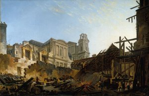 Foire Saint-Germain po požáru v noci ze 16. na 17. března 1762, kolem roku 1762 (olej na plátně) od Pierre Antoine Demachy