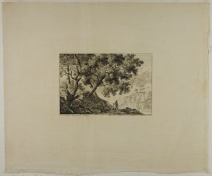 Krajina s mužem nesoucím hůl od Pierre Antoine Mongin