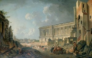Pohled na Louvre, c1743-1807 od Pierre Antoine de Machy