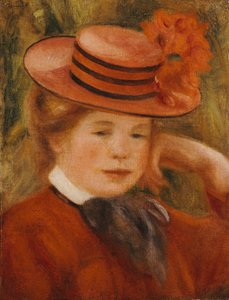 Mladá dívka s červeným kloboukem, 1899 od Pierre Auguste Renoir