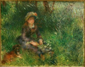 Aline Charigot se psem od Pierre Auguste Renoir