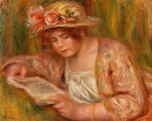 Andrée v klobouku, čtení od Pierre-Auguste Renoir