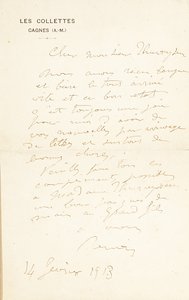 Autogram podepsaný Dr. Fritz Thurneyssen, Paříž a Les Collettes, 24. června 1908 od Pierre-Auguste Renoir