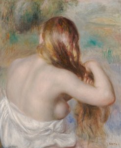 Blondýnka si plete vlasy od Pierre Auguste Renoir