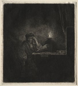 Kopie studenta u stolu při svíčkách od Pierre Auguste Renoir