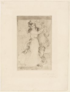 Tanec na venkově, asi 1890 (hnědošedý lept na slonovinovém papíře) od Pierre Auguste Renoir