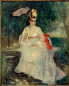 Žena se slunečníkem v zahradě od Pierre Auguste Renoir