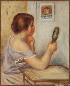 Gabrielle držící zrcadlo nebo Marie Dupuisová držící zrcadlo s portrétem Coco, počátek 20. století od Pierre Auguste Renoir