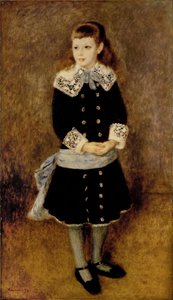 Dívka s modrým páskem ... (olej na plátně) od Pierre-Auguste Renoir