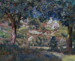 Krajina v La Roche Guyon, kolem roku 1887 (olej na plátně) od Pierre-Auguste Renoir