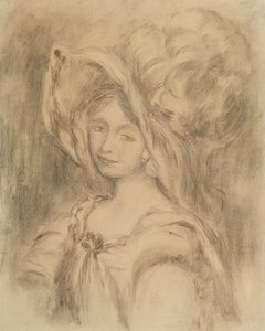 Mme Dieterle v klobouku, kolem roku 1896 (uhl na papíře) od Pierre Auguste Renoir