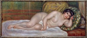 Nahá žena (Gabrielle) Gabrielle Renard (1879-1959) byla ošetřovatelkou Jeana Renoira (1894-1979), syna malíře. Obraz Pierra Auguste Renoira (1841-1919) 1907 Ne. 0,67x1,6 m Paříž, Musee de l
