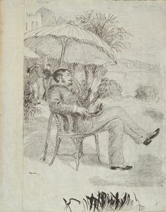 Na terase hotelu v Bordighera: Malíř Jean Martin hodnotí svůj účet (ilustrace pro „L