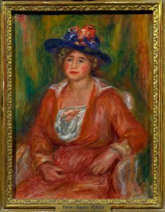 Portrét sedící ženy Malba Pierra Auguste Renoira (1841-1919) Rozměr 0,35 x 0,27 m Paris musee du Louvre Povinná zmínka: Dar Helene et Victor Lyon od Pierre-Auguste Renoir