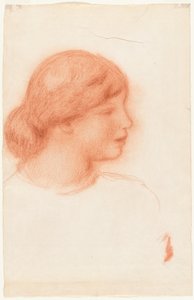 Profil mladé ženy, asi 1910 (červená křída) od Pierre Auguste Renoir