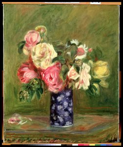 Růže v modré váze od Pierre-Auguste Renoir