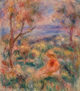 Sedící žena s mořem v dálce (Femme assise au bord de la mer) od Pierre Auguste Renoir