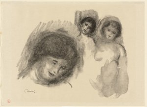 Kámen se třemi náčrty od Pierre Auguste Renoir
