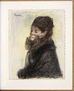Zahalená žena, cca 1877-79 (křída, pastel, papír) od Pierre Auguste Renoir