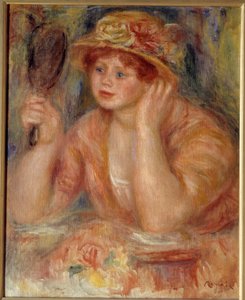 Žena v zrcadle. Obraz Pierra Auguste Renoira (1841-1919) od Pierre Auguste Renoir
