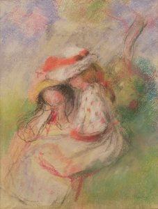 Dvě mladé dívky v zahradě, kolem roku 1885 (pastel)