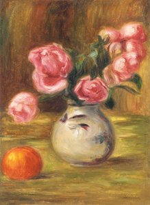 Váza s růžemi a pomerančem, 1910 od Pierre Auguste Renoir