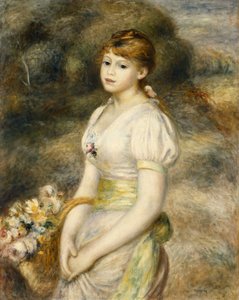 Mladá dívka nesoucí košík květin; Mladá dívka nesoucí košík květin, 1888 od Pierre Auguste Renoir
