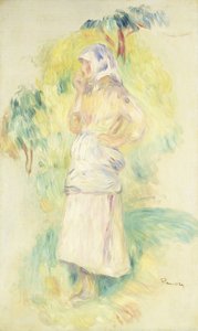 Mladý rolník jí jablko; Selská dívka jí jablko, kolem roku 1894 od Pierre Auguste Renoir