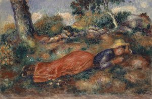 Mladá žena ležící v trávě Mladá žena ležící v trávě, cca 1890-1895. od Pierre Auguste Renoir