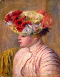 Mladá žena v květovaném klobouku, 1892. od Pierre Auguste Renoir