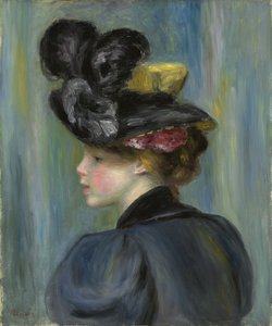 Mladá žena s černým kloboukem; Mladá žena v černém klobouku, 1895 od Pierre Auguste Renoir