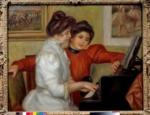 Yvonne a Christine Lerolle u klavíru Obraz Pierre Auguste Renoir (1841-1919) 1898 Ne. 0,73x0,92 m Paříž, Muzeum Orangerie - Yvonne a Christine Lerolle u klavíru. Obraz Pierra Auguste Renoira (1841-1919) 1898. 0,73 x 0,92 m. Oranžerie M od Pierre Auguste Renoir