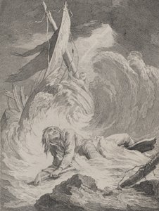 Lazarille po svém návratu z Indie ztroskotá..., ca. 1717-60. od Pierre Aveline