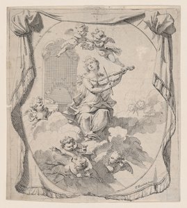Svatá Cecílie na oblacích podporovaných anděly, 1696., 1696. od Pierre Berchet