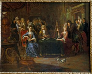 Nobles karetní hráči hrají karty v obývacím pokoji. Obraz Pierra Bergaigne (1652-1708) 1699 Arras, Musee Des Beaux Arts od Pierre Bergaigne