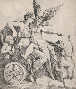 Venuše a Amor na voze, 1607-61. od Pierre Biard