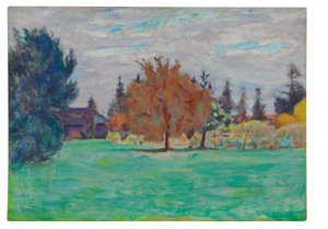 Žlutý strom, Le Cos au Grand-Lemps, kolem roku 1913 (olej na papíře položeném na plátně) od Pierre Bonnard