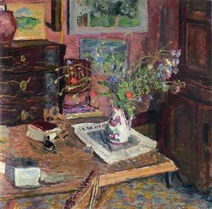 Interiér s květinami, cca 1910